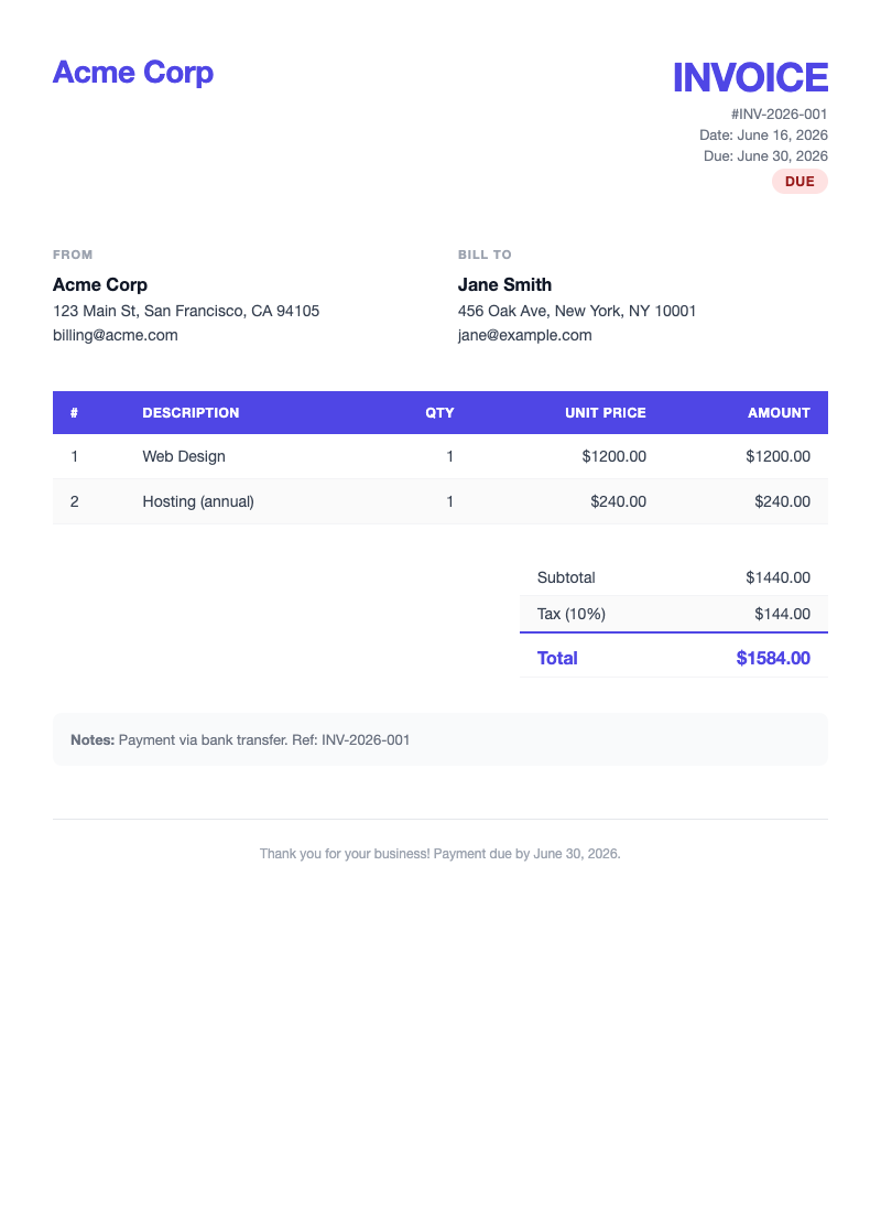 Invoice Preview