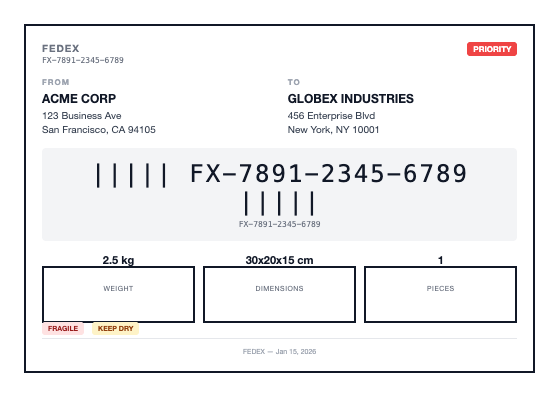 Shipping Label Preview