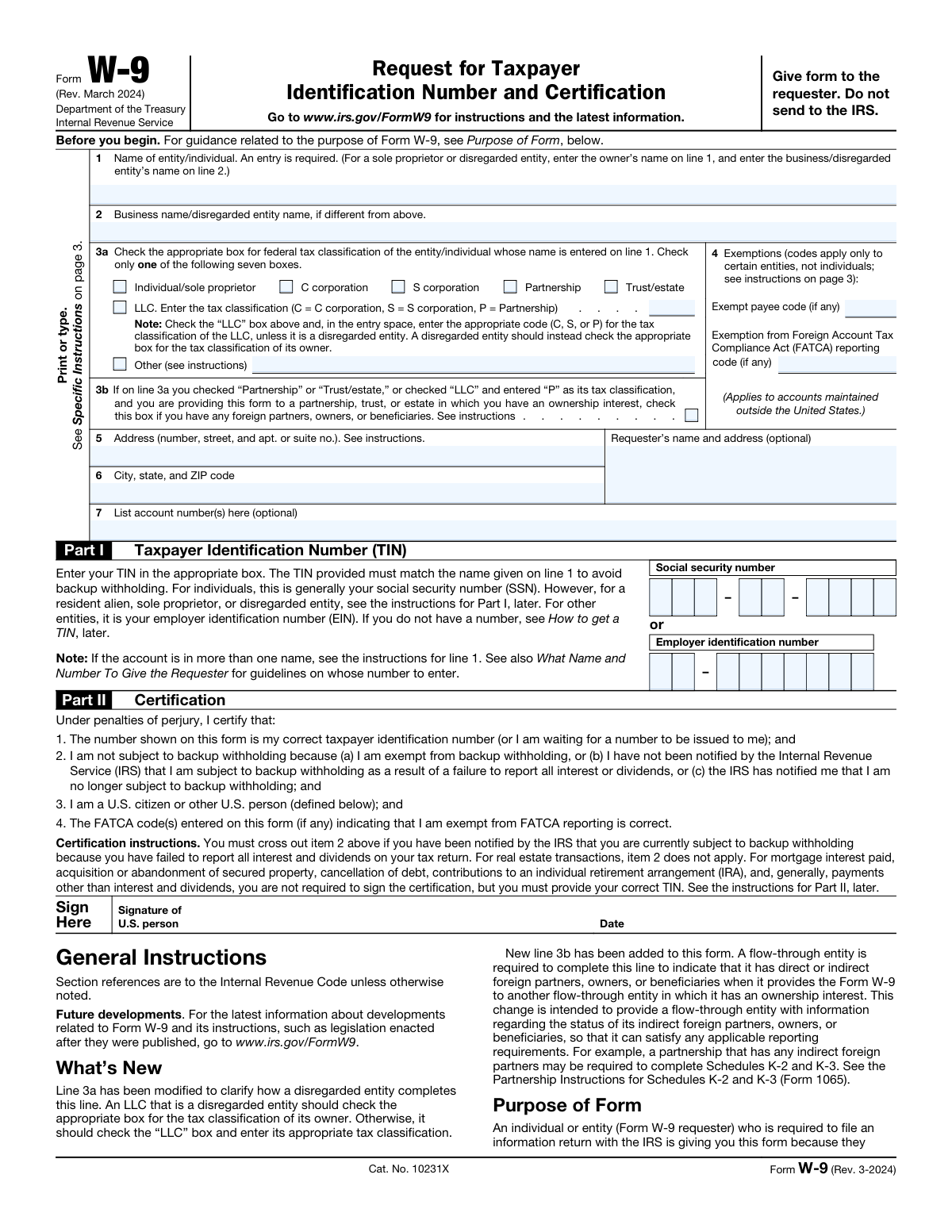 W-9 Form Preview